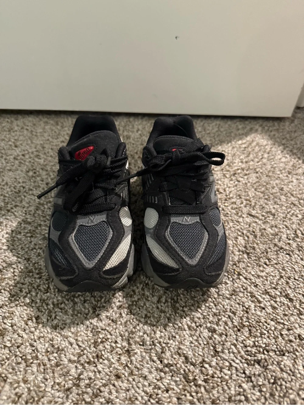 New Balance Men's Athletic Shoes - Black & Gray with Red Accents